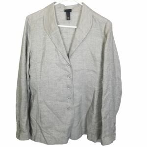 Vintage Eileen Fisher Linen Blazer S Silver Metallic Lagenlook Classic Coastal